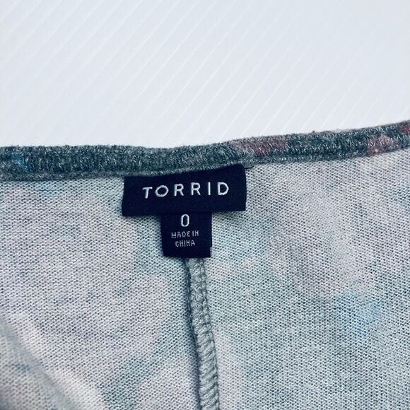 Torrid Super Soft Plush Floral Mini‎ Skater Dress Size 0 Large 12 Gray Pink - Picture 5 of 9